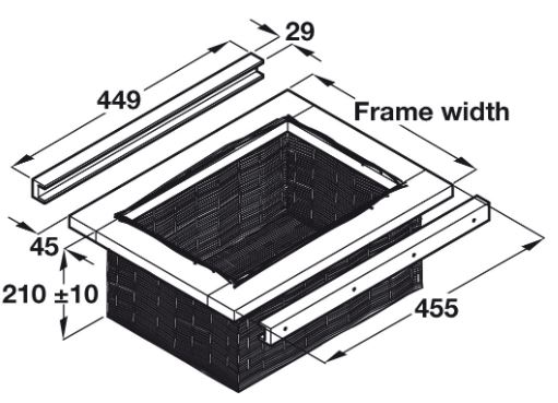 Wicker Basket & Runners 500mm Cabinet (Dimensions)