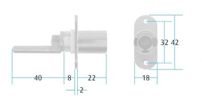 Front Pedestal Lock Housing / 40mm Pin (Dimensions)