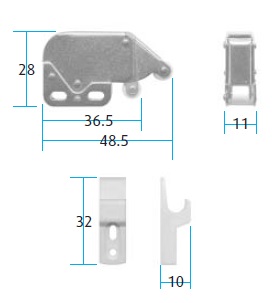 Tip Latch with Keep (Dimensions)