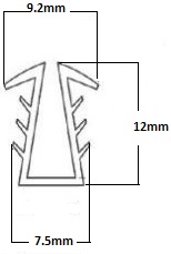 Gasket/Silencer For Glass Sliding Door System / 6mm (Dimensions)