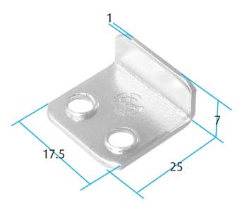 Two Hole Mirror Clip (Pack of 10) (Dimensions)