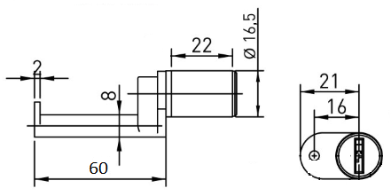 Ojmar  Anti-Tilt Ped Lock 60mm Pin (Dimensions)