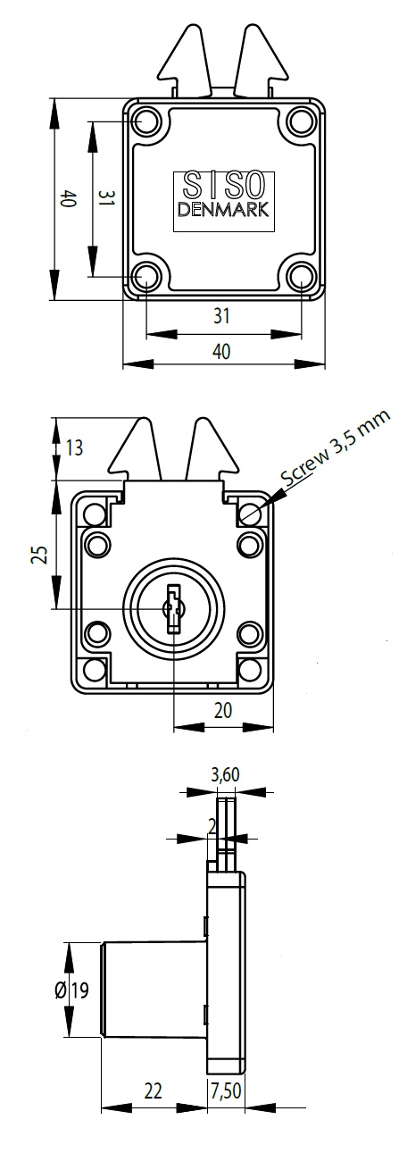 Roller Shutter Claw Lock KA (Dimensions)