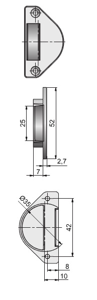Double Tambour Door Striker (Dimensions)