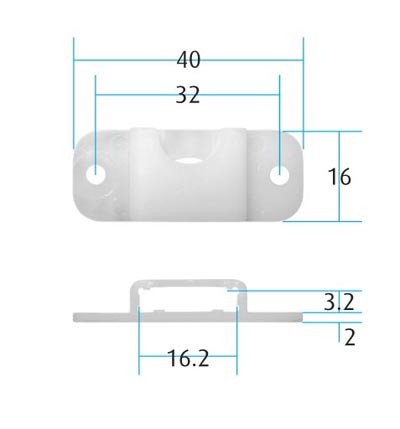Plastic Saddle for Recessed Bars (Pack of 10) (Dimensions)