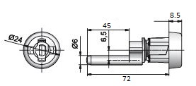 18mm Metal Ped Lock Housing 45mm Pin (Dimensions)