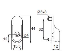 Oval End Support Two Pegs (Dimensions)