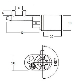18mm Pedestal Lock 2 Pegs (Dimensions)