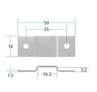Cranked Saddle for Surface Mounted Bars (Pack 10) (Dimensions)