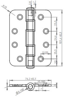 Round Heavy Duty But HInge (Dimensions)