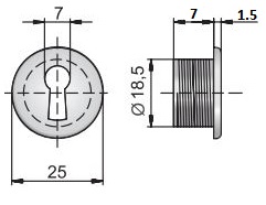 Round Plastic 25mm Matt Nickel Escutcheon (Dimensions)