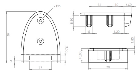 Badge Lock Striker for Single Glass Door Matt Chrome Plated (Dimensions)