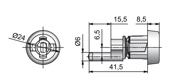 18mm Metal Ped Lock Housing 26mm Pin (Dimensions)