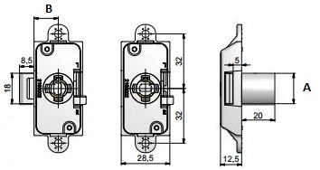 MLM 16.5mm Rim Lock Housing RH/LH 15mm Backset (Dimensions)