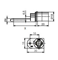 18mm Pedestal Lock Housing 46mm Pin (Dimensions)