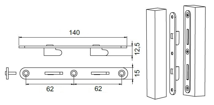 140mm Bed Connectors 8 Pce Set (Dimensions)