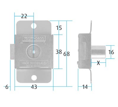 Screw on Cupboard Lock / Differ / Cylinder Length 22mm (Dimensions)