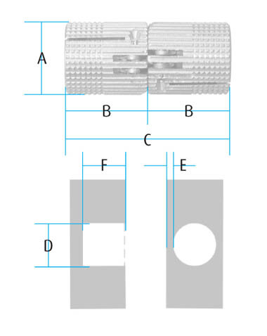Cylinder Hinge 12mm (Dimensions)