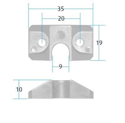 Plastic Lock Bar Drawer Stop (Pack of 10) (Dimensions)