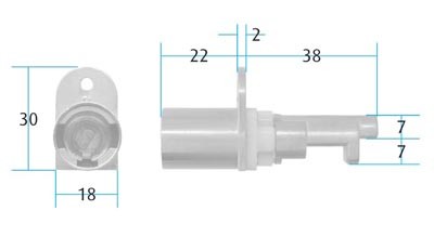 Front Pedestal Lock Housing Nickel Plated (Dimensions)