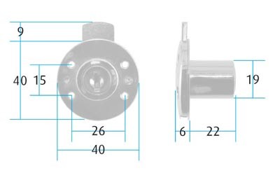Siso Drawer Lock Round / 20mm Backset  / Keyed Alike (Dimensions)
