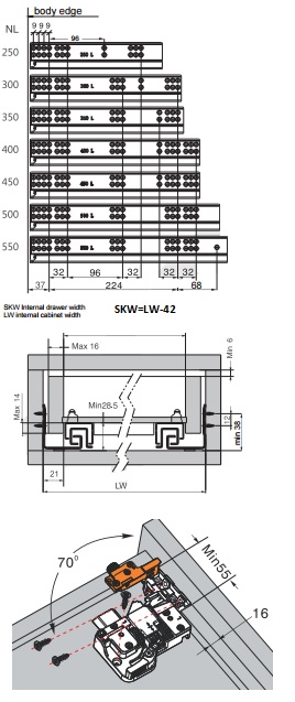 3d 250mm Soft Close Drawer Runners Soft Close Drawer Slides