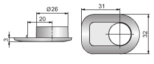 Front Plate for Double Doors with Buffer (Dimensions)