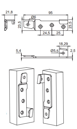 95mm Bed Connectors 8pc (Dimensions)