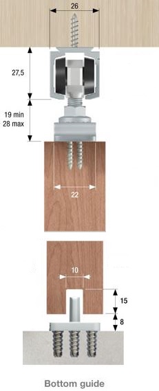 190cm Sliding Door Kit 40Kg Complete (Dimensions)