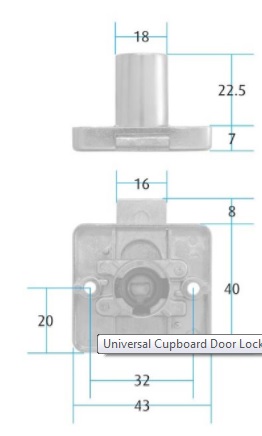 Huwil Drawer Lock Housing (Dimensions)