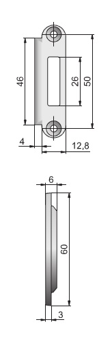 Single Tambour Door Striker (Dimensions)